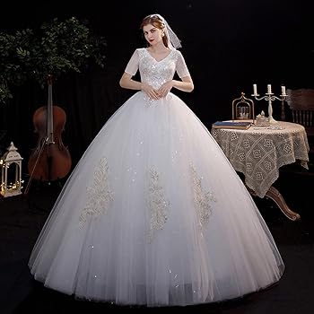 Amazon | [lsjdln] Vネック 花嫁ドレス ウエディングドレス